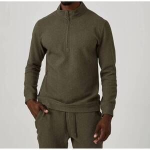 NEW 7DIAMONDS restoration quarter zip pullover top in olive